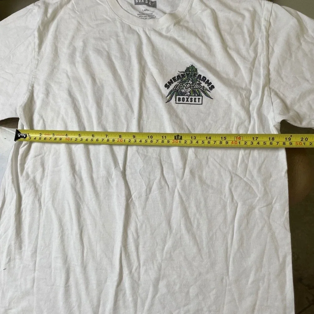 Sneaky Farms We Deliver Boxset White Graphic‎ T-Shirt Novelty Bigfoot Marijuana